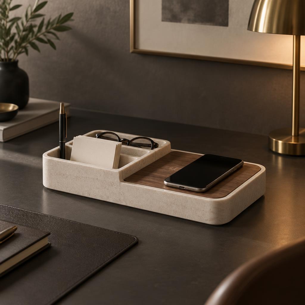 Desk Dock Charge — Organizador • Carga sem fio • Mesa limpa